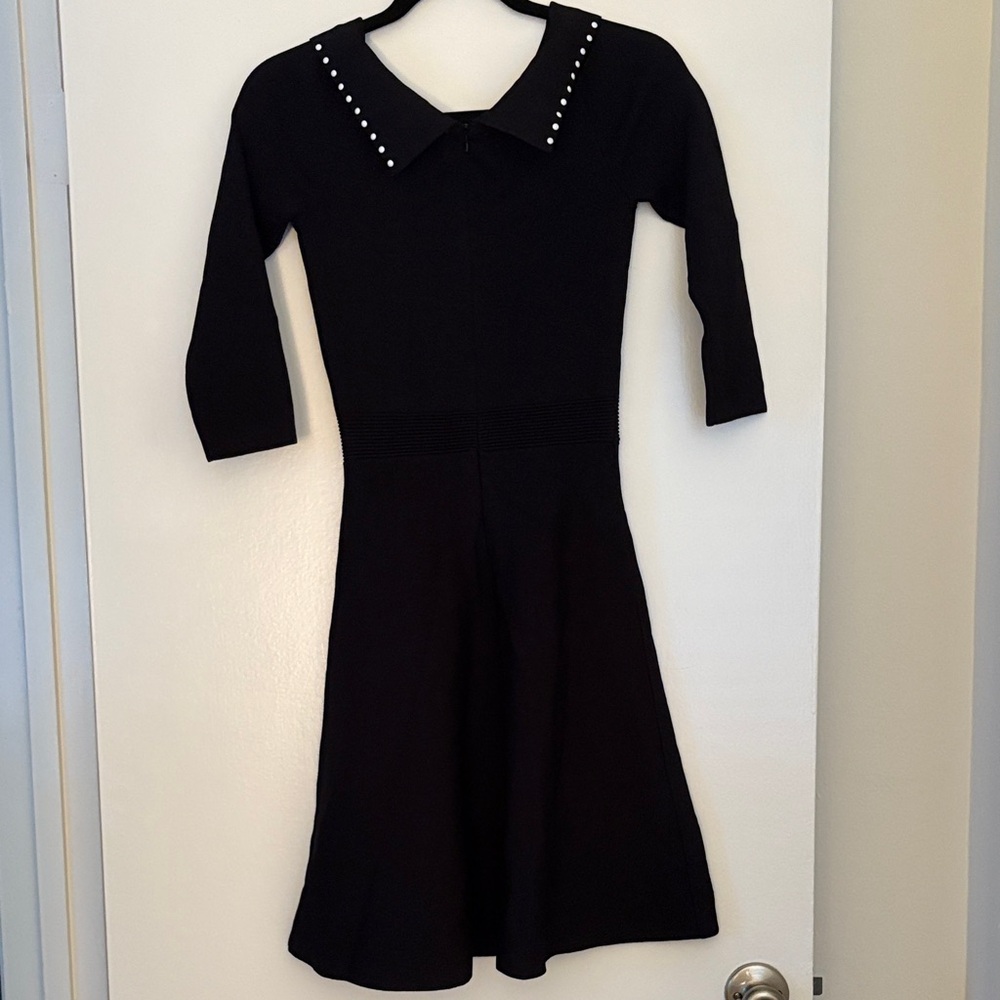 Sandro Black Dress with White Studded Accents - Picture 7 of 7